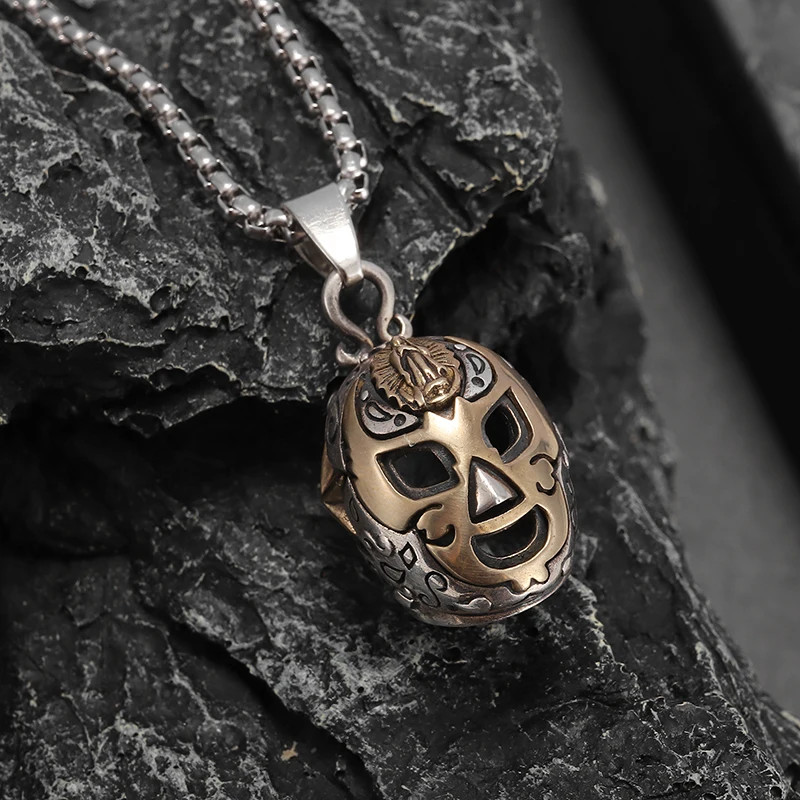 Lucha Libre Wrestler Luchadores Mask Necklace Jewelry 2-Tone Sports Pendant