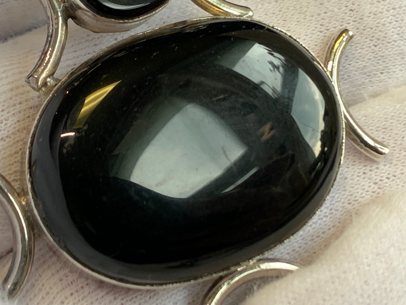 Sterling Silver Pendant 30g Fine Jewelry Black Onyx & Cranberry Color *READ*