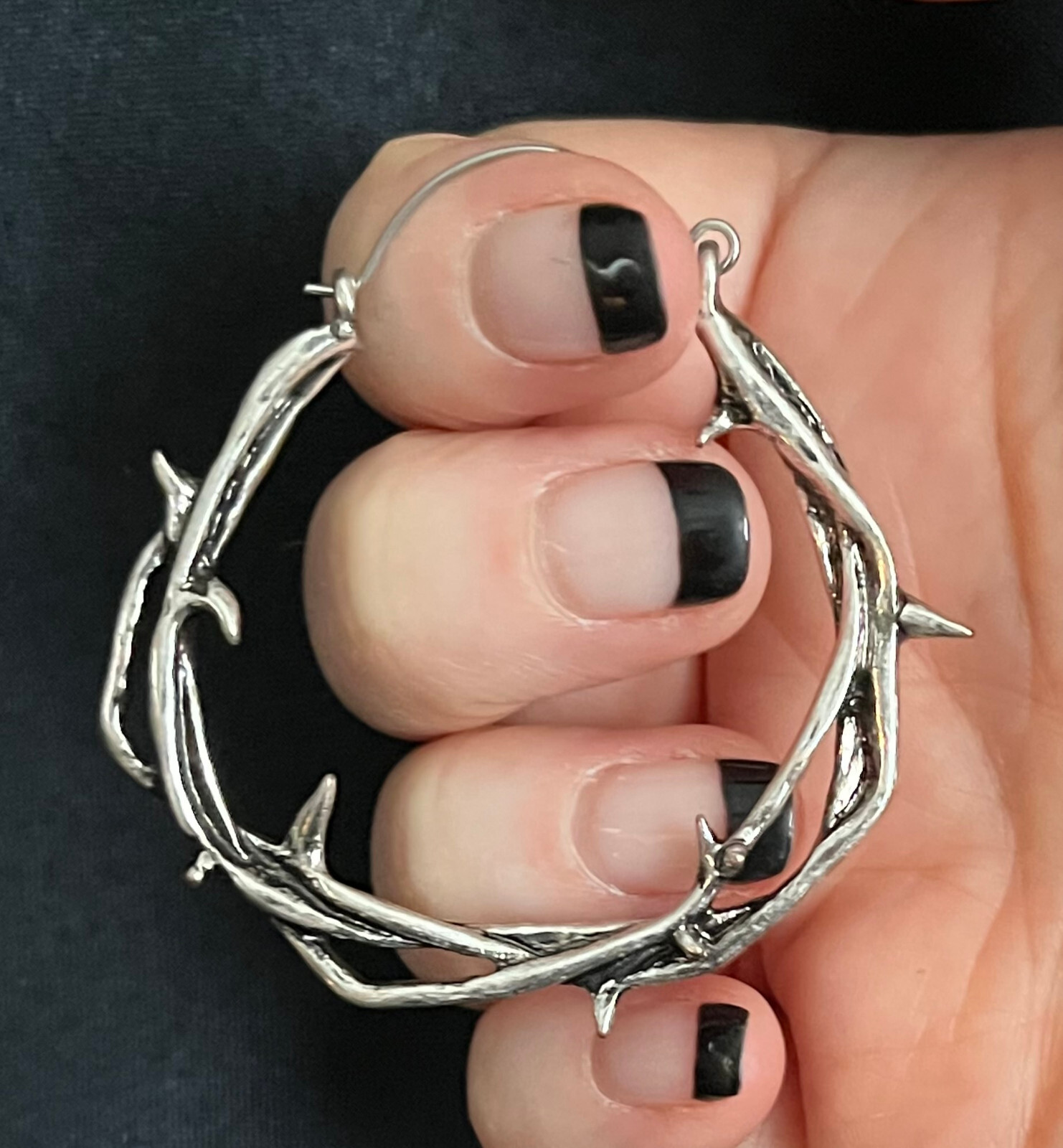 PAIR 20g Twisted Thorn Hoop Earrings, Use As Regular Earrings or Through Tunnels
