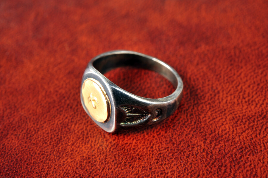 Goro’s Handmade Gold Stamp Silver Ring No.20