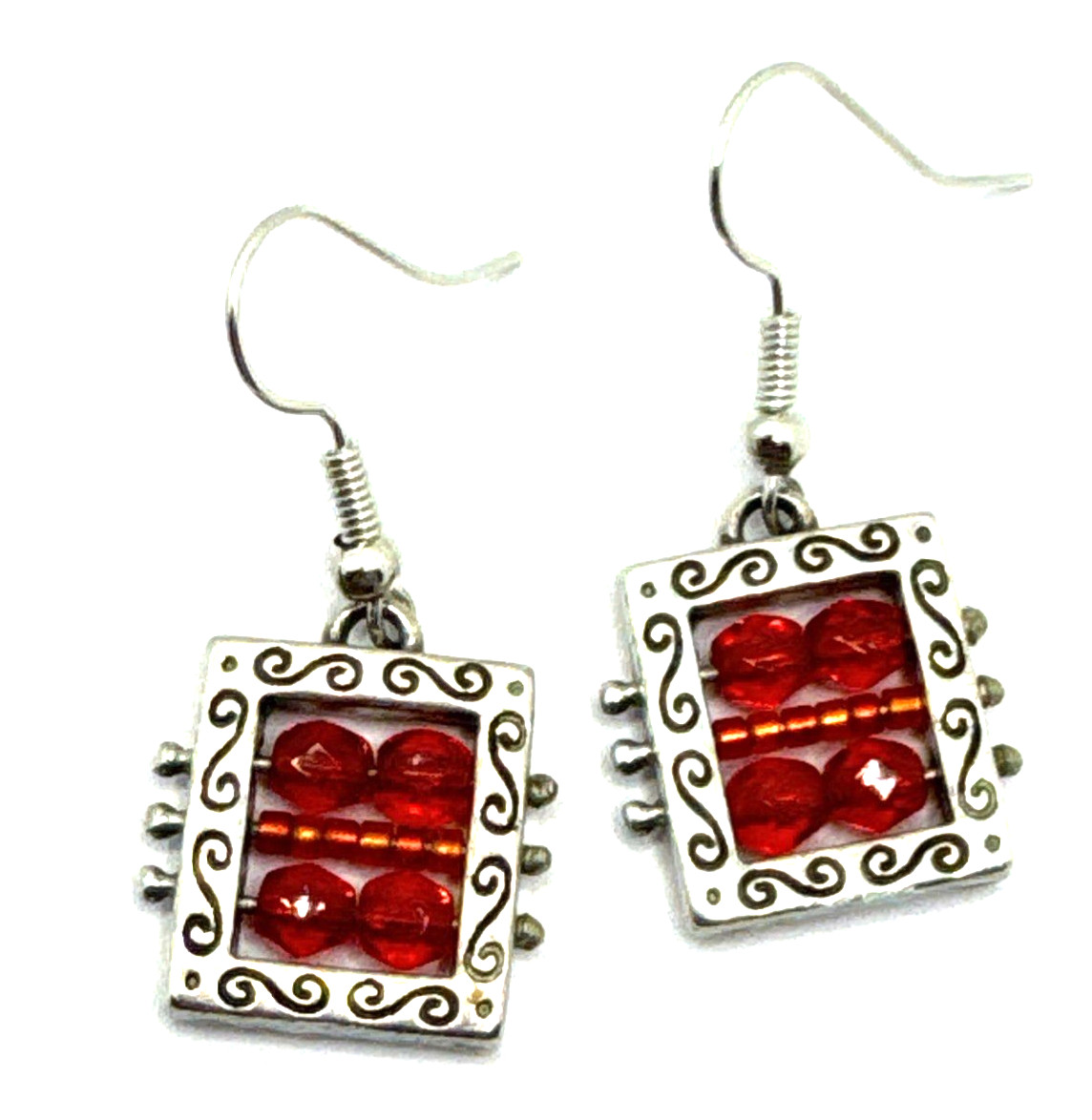 Brighton Beadazzled Bedazzled Red Beads Holiday Custom Silver Earrings