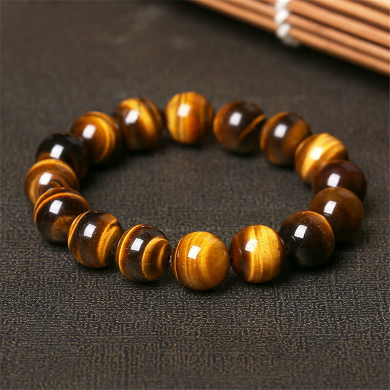 Unisex Women Men Tiger Eye Beads Gemstone Bangle Bracelet Christmas Jewelry Gift