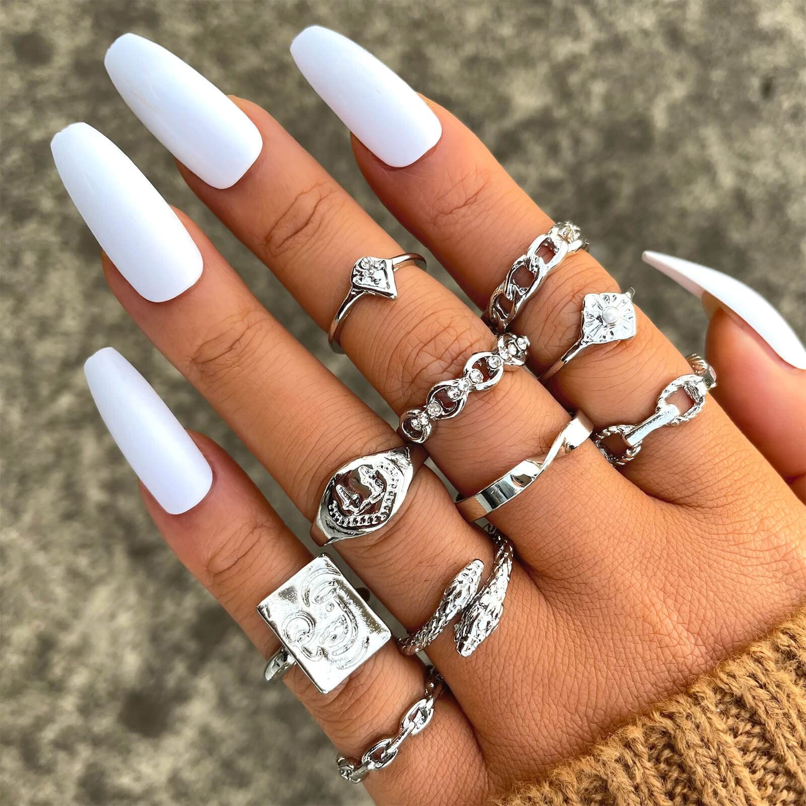 60 Pcs Silver Stacks Ring Sets for Women Non Tarnish, Dainty Vintage Stackabl…