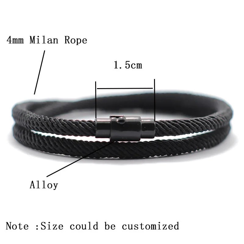Simple Style Men’s Rope Bracelet Double Layer 4mm Thread Fabric Casual Accessory