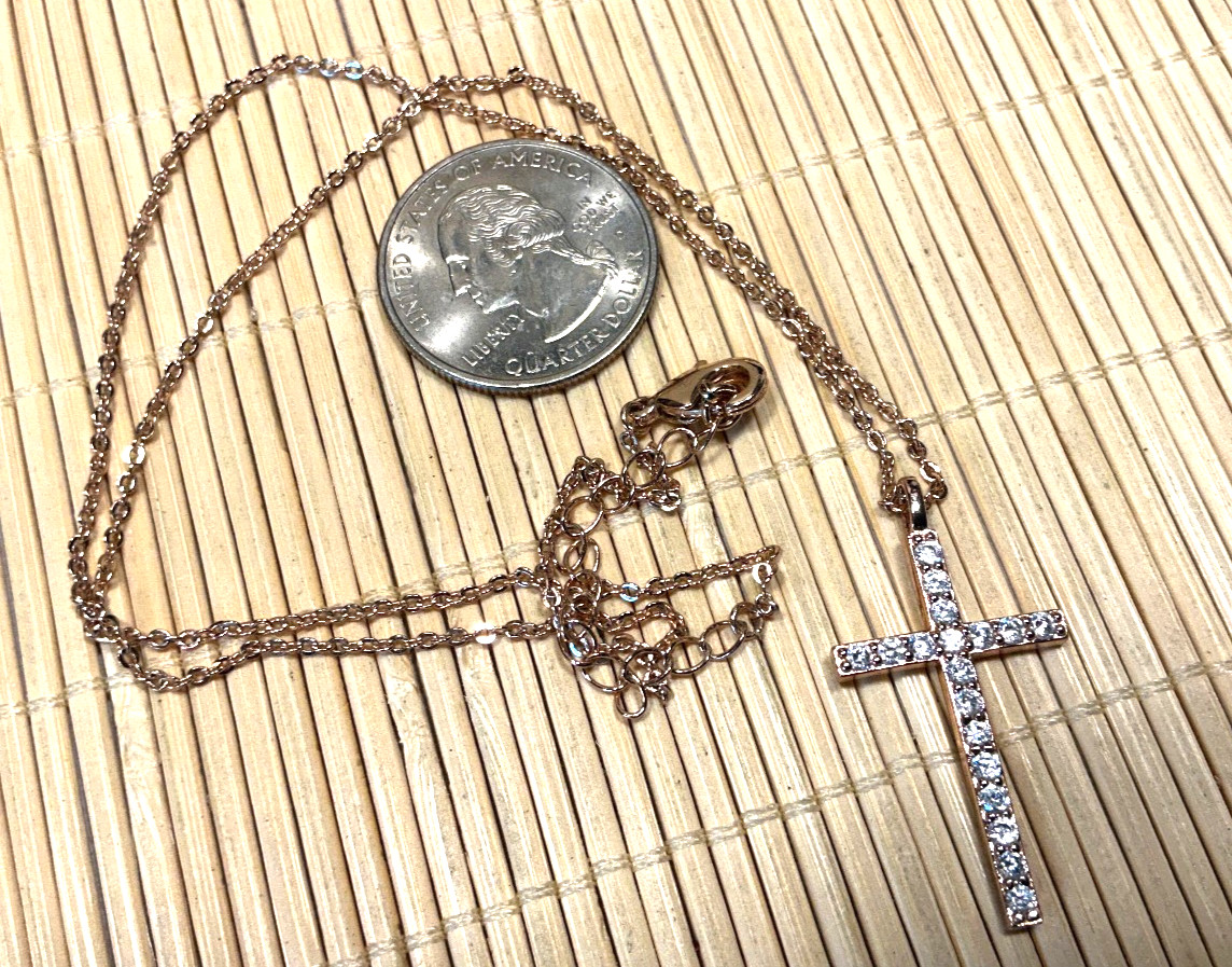 Fashion Necklace Crystal Rhinestone Gold Tone Cross Pendant Lot 103D