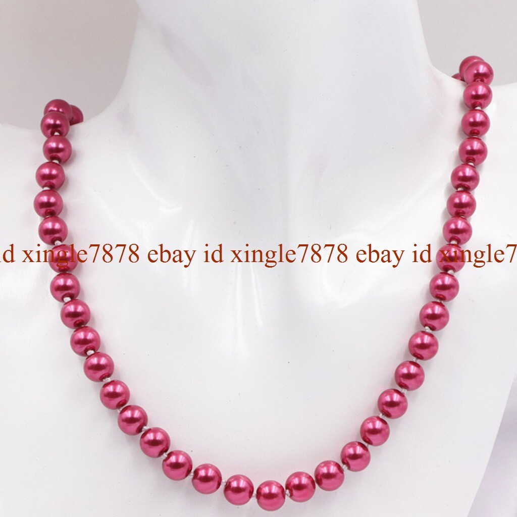 Natural 8MM 10MM 12MM South Sea Shell Pearl Round Beads Necklace 20″