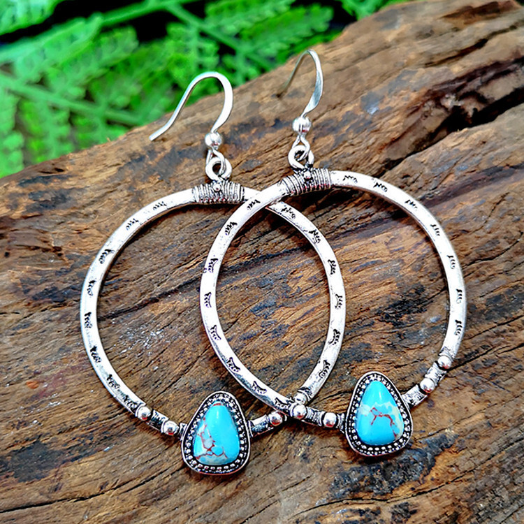 Alloy Turquoise Natural Wood Vintage Turquoise Earrings