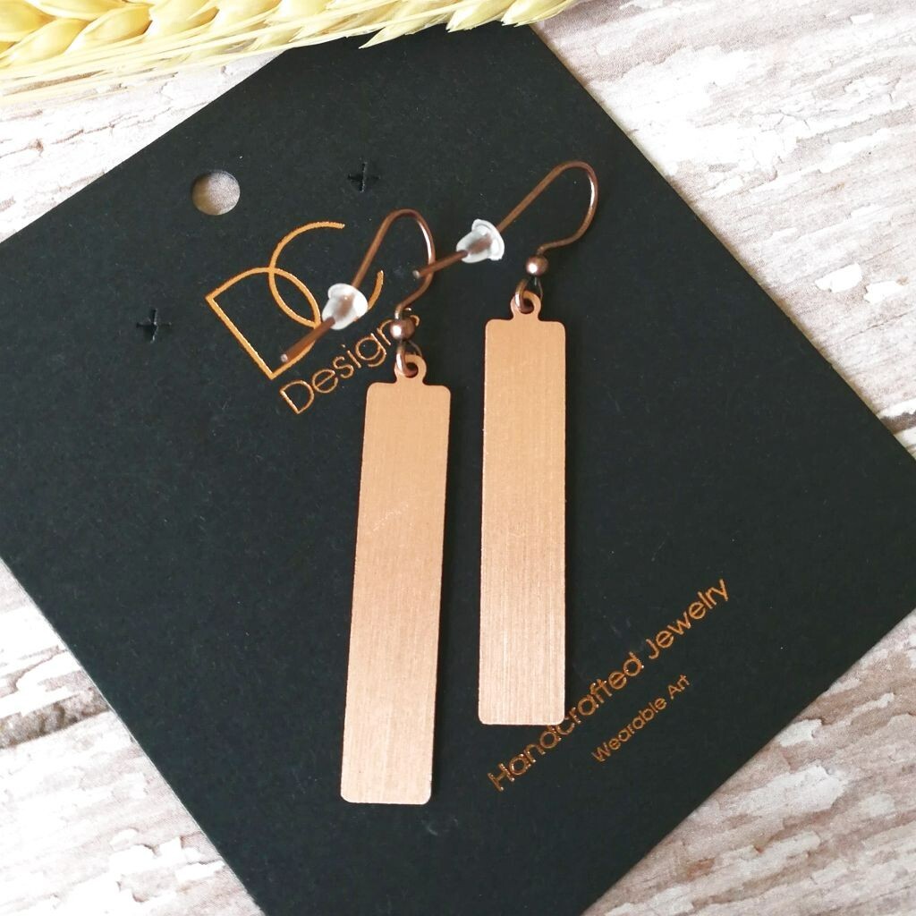 DC Designs Green Multicolor Copper Frame Linear Long Column Earrings 2NSE Unique