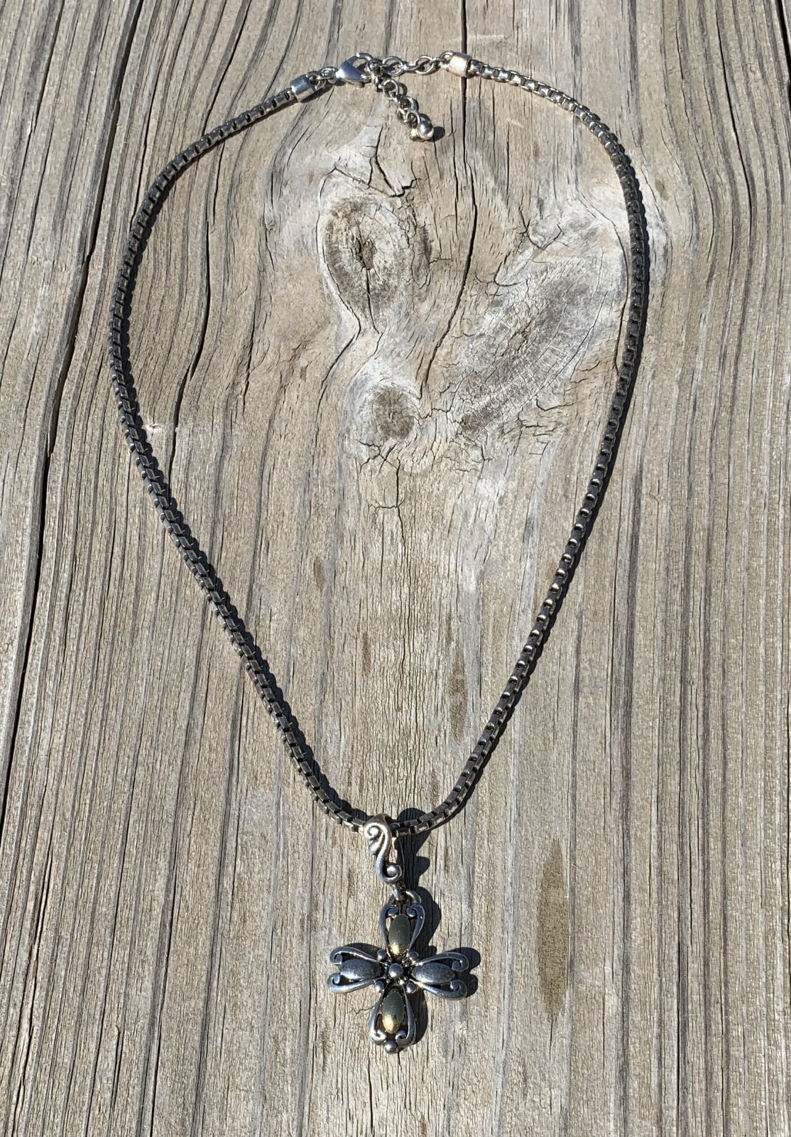 Premier Designs Deborah Silver and Gold Tone Cross Pendant Necklace