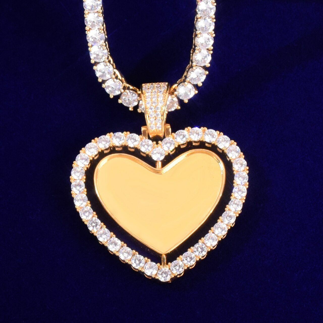 18k Silver Rose Gold Plated Custom Made Picture Double Sided Heart Necklace