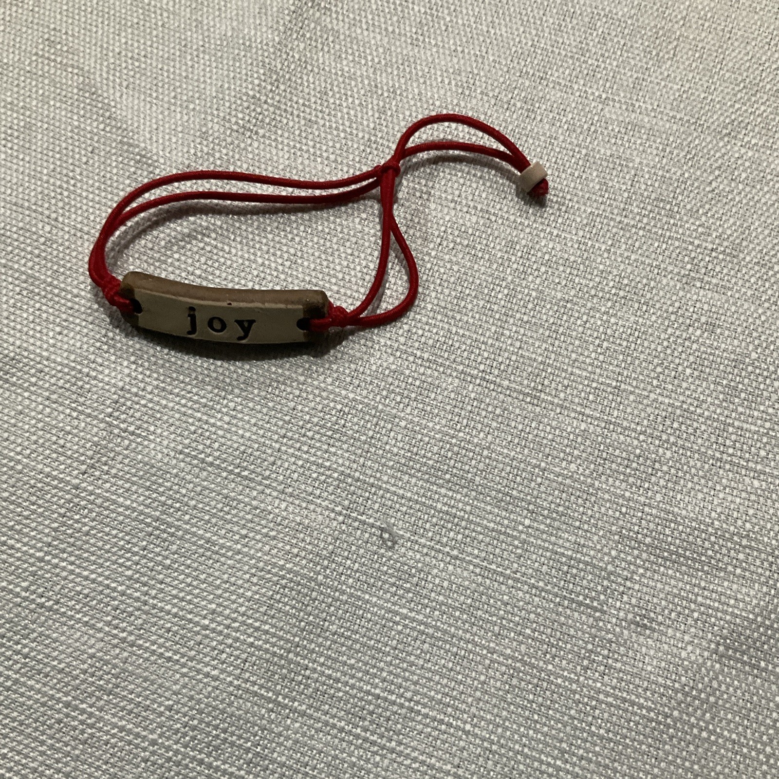 Red Cord Adjustable ID Bracelet Rectangle “Joy” Bar, No Main Stone
