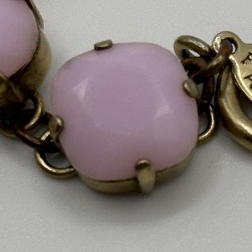 Catherine Popesco France Baby Pink Crystal Bronze Tone Bracelet Beach Cruise