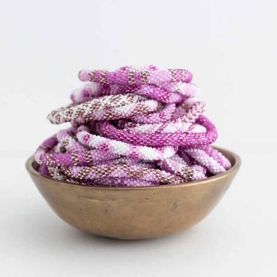 ORCHID -Original Roll-On® Bracelet-Set of 3 bracelets, 7″ round, Nepal,#4 (3Pcs)