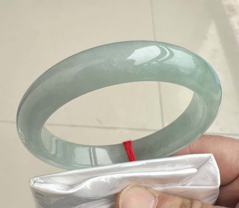 Natural Light Green Grade A Jadeite Bangle Bracelet Authentic Burmese Jade 56mm