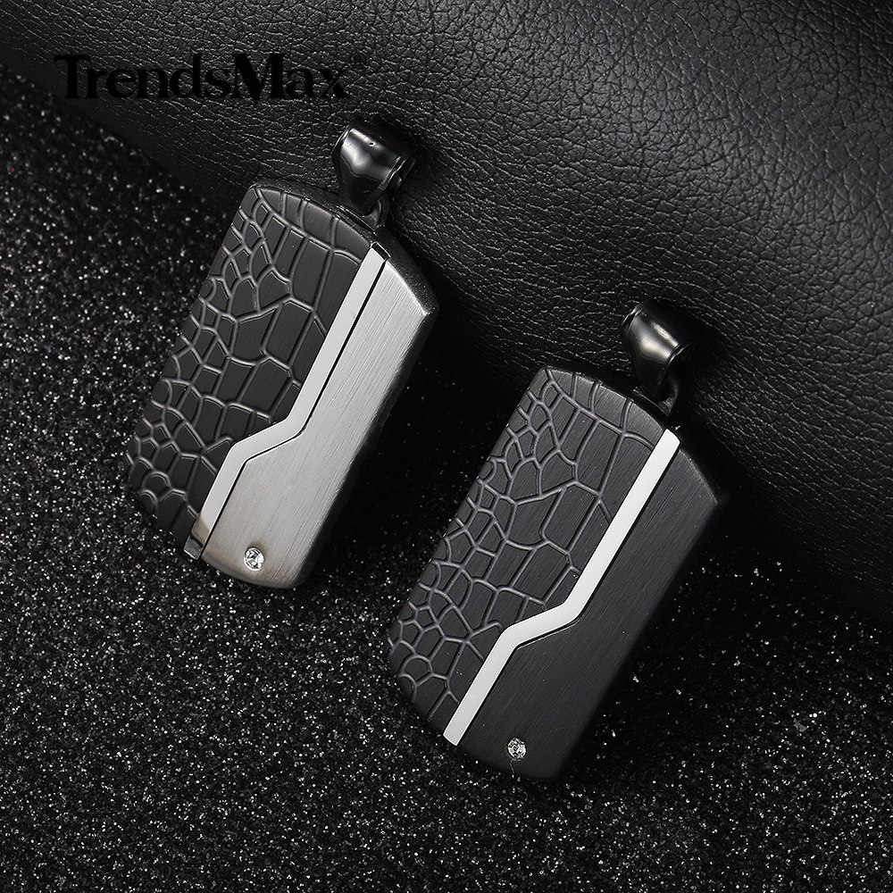 Silver Black Stainless Steel Dog Tag Pendant Necklace Military Box Chain Jewelry