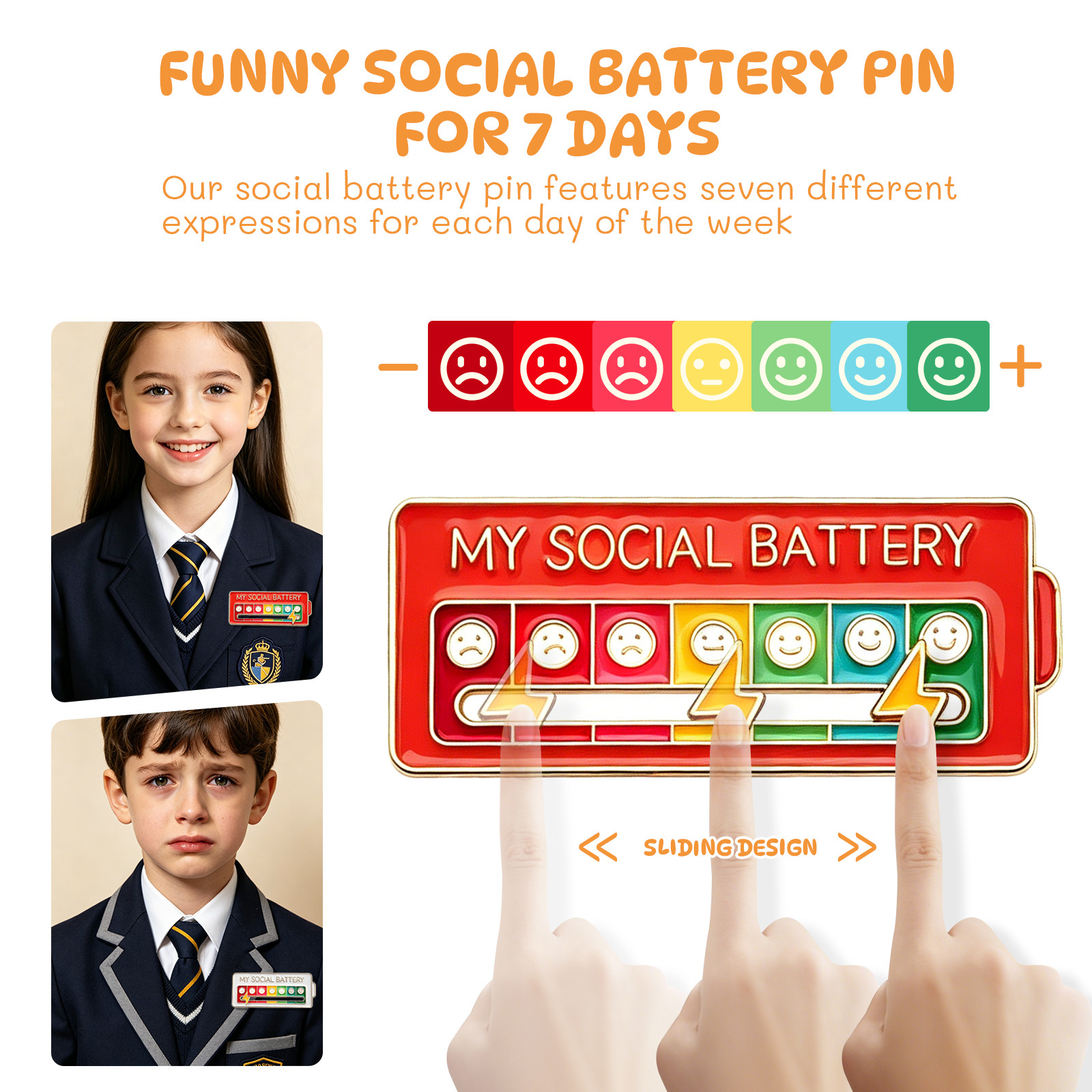 Social Battery Interactive Mood Enamel Pin/My Creative Lapel Pin-Excellent idea