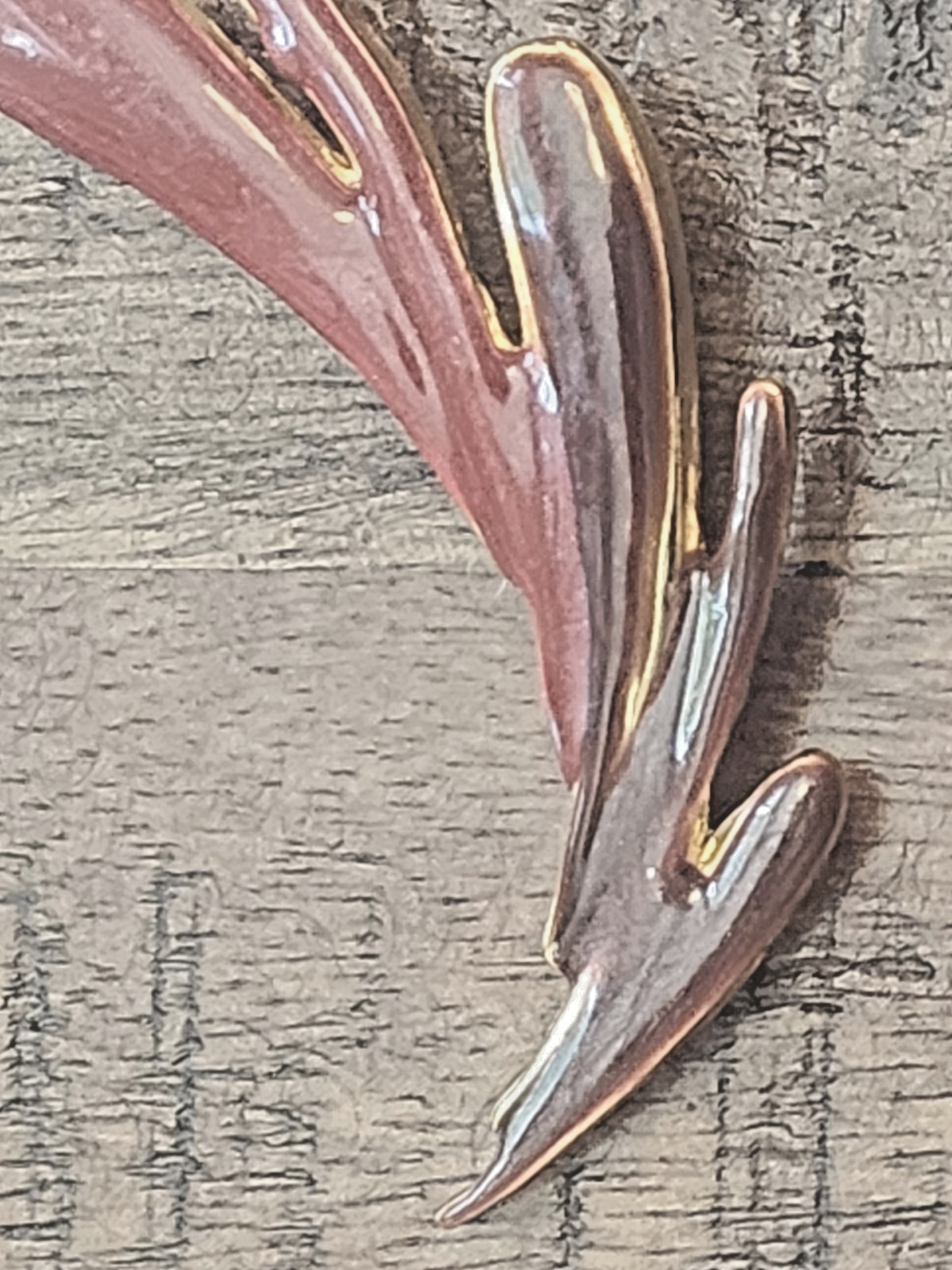 Vintage Gold Tone Brooch featuring a Rust Brown/Burgundy Enamel Leaf Design