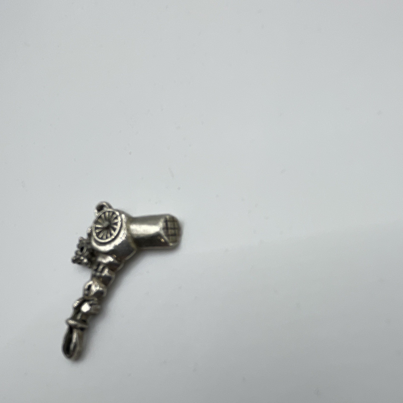Silver Metal Blow Dryer Dangle Charm Pendant, Beauty Theme, No Stone