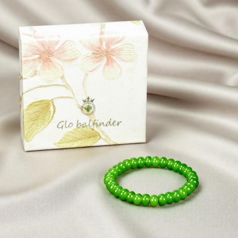 Girl Grandma Lady Women Green Jade Beads Bracelet Jewelry Family Gift Box DD165