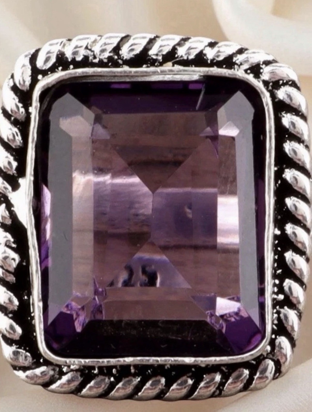 2 Silver 7.5 Rings Purple Amethyst & Blue Tanzanite US Seller