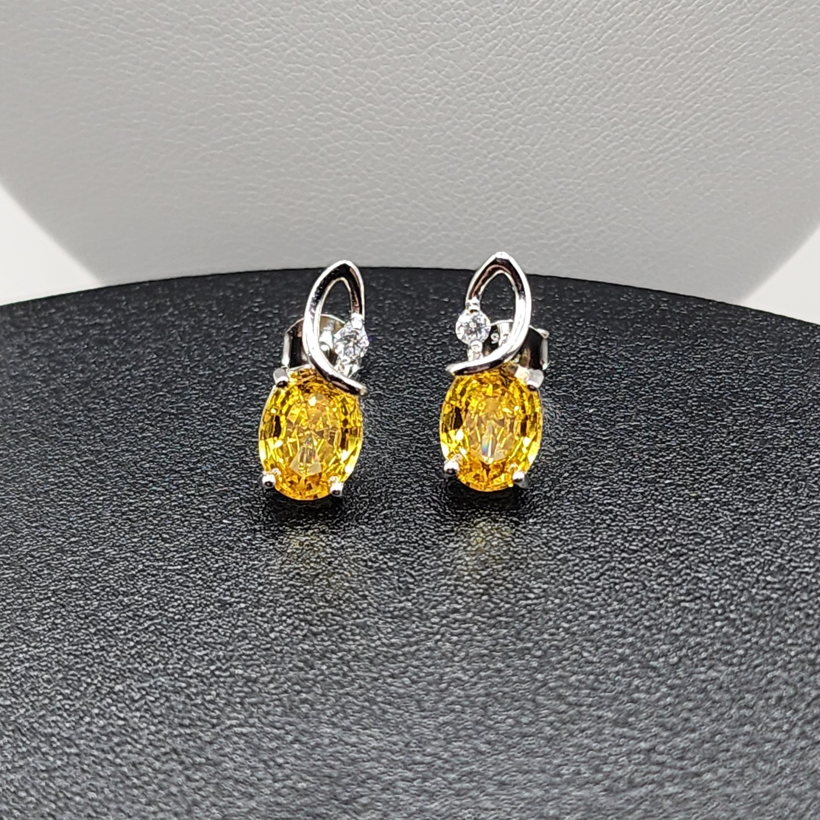 925 NEW Sterling Silver Pendant &Earrings Set Created Topaz &CZ