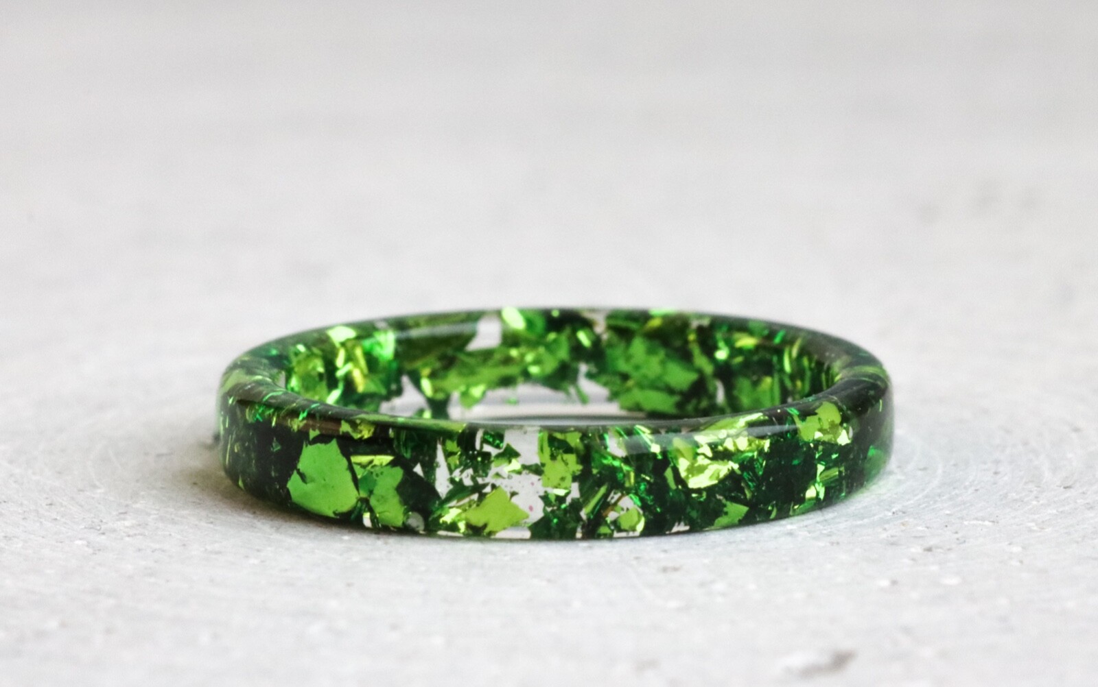 Set of 3 Resin Rings With Pink Green Purple Metal Flakes – Mother’s Day Gift