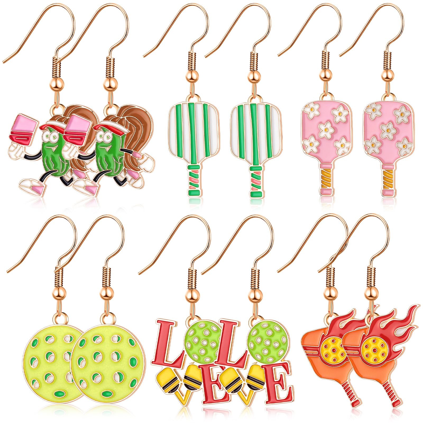 6 Pairs Sports Earrings for Women Game Earrings Jewelry Football Volleyball S…