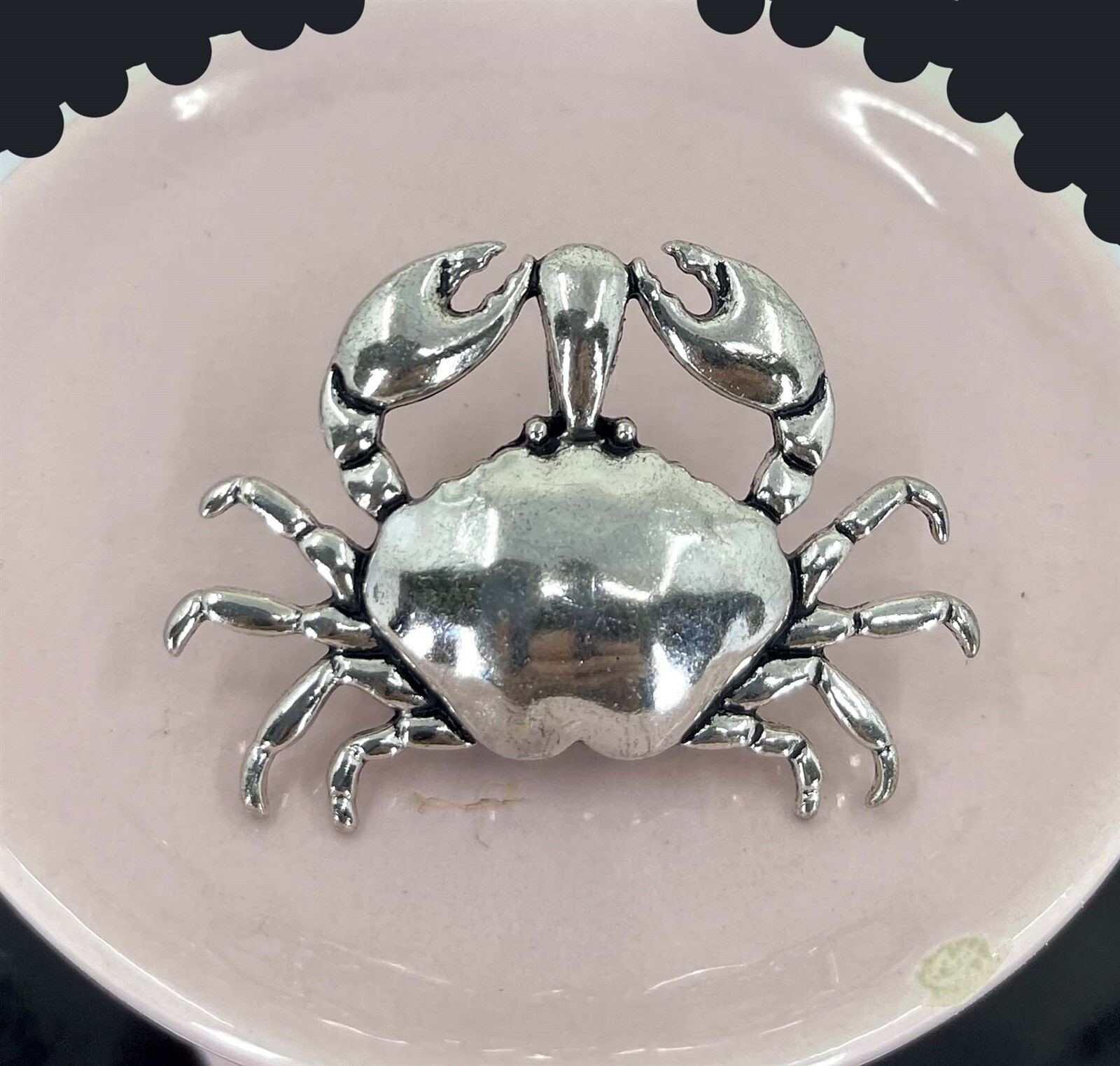 Large Crab Antique Silver Pewter / Alloy Pendant Crusty Crustacean 39x54mm