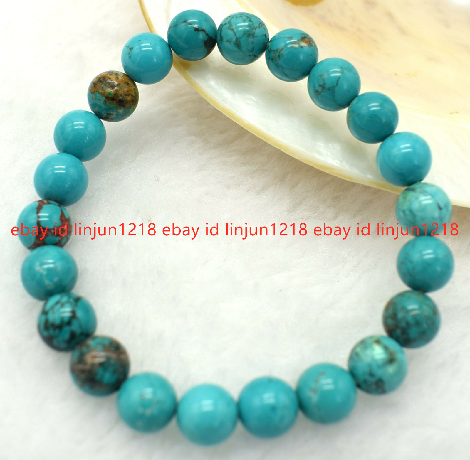 Natural 8/10/12mm Blue Turquoise Gemstone Beads Bracleet 7.5″