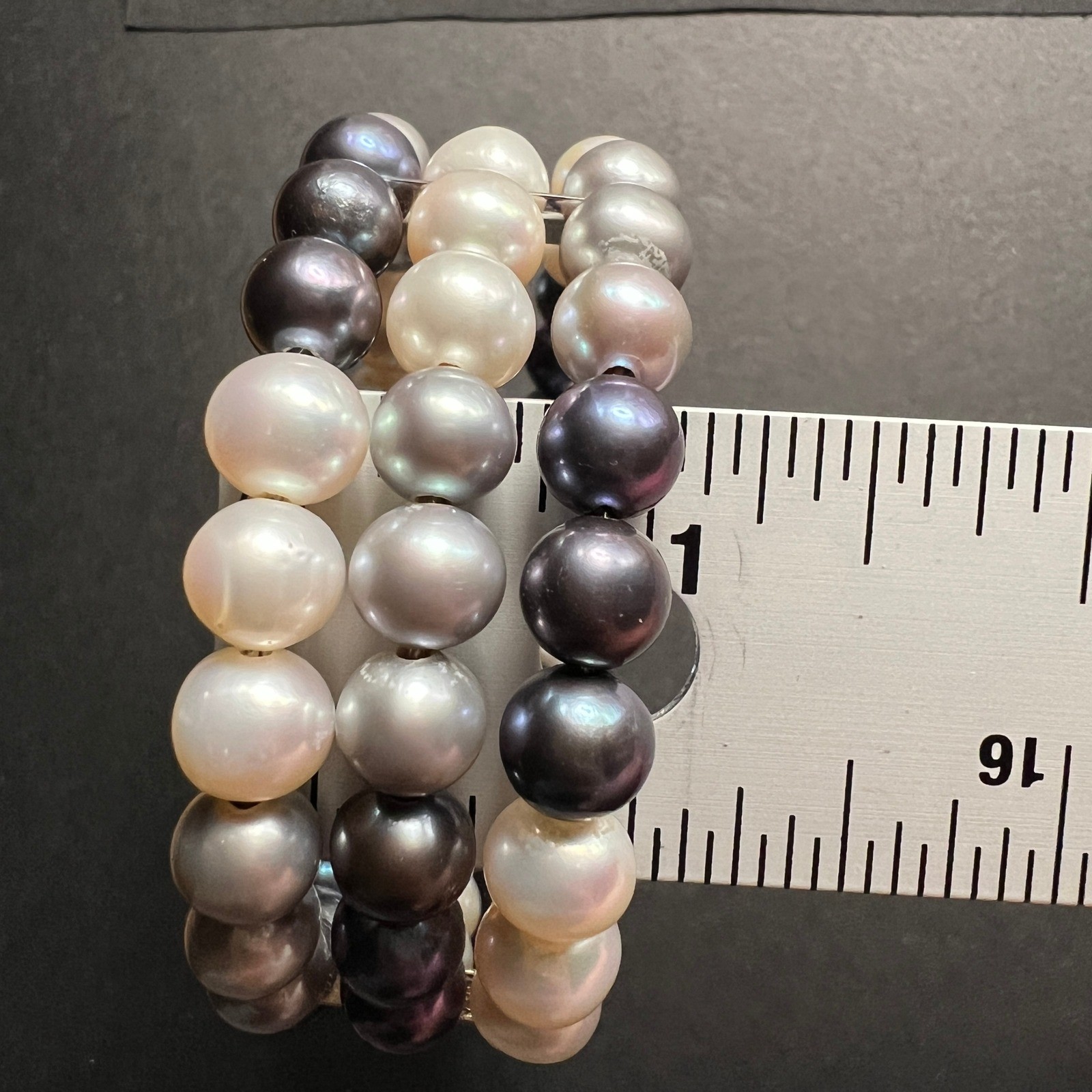 IPS Pearl Bracelet Peacock Cream Sterling Silver Freshwater Coil Memory Wire