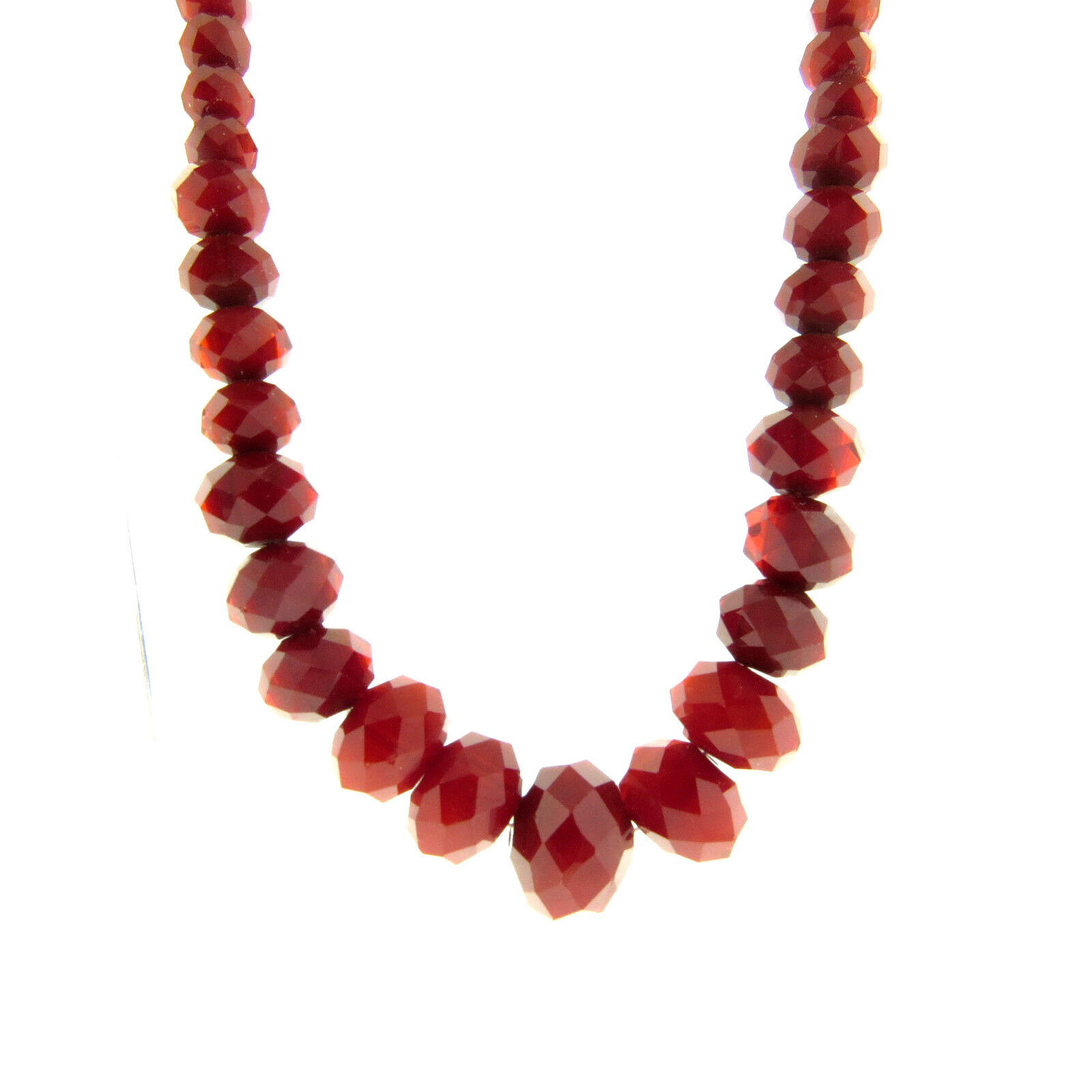 Red Faceted Glass Bead Necklace 5 to 15mm 18 Inch