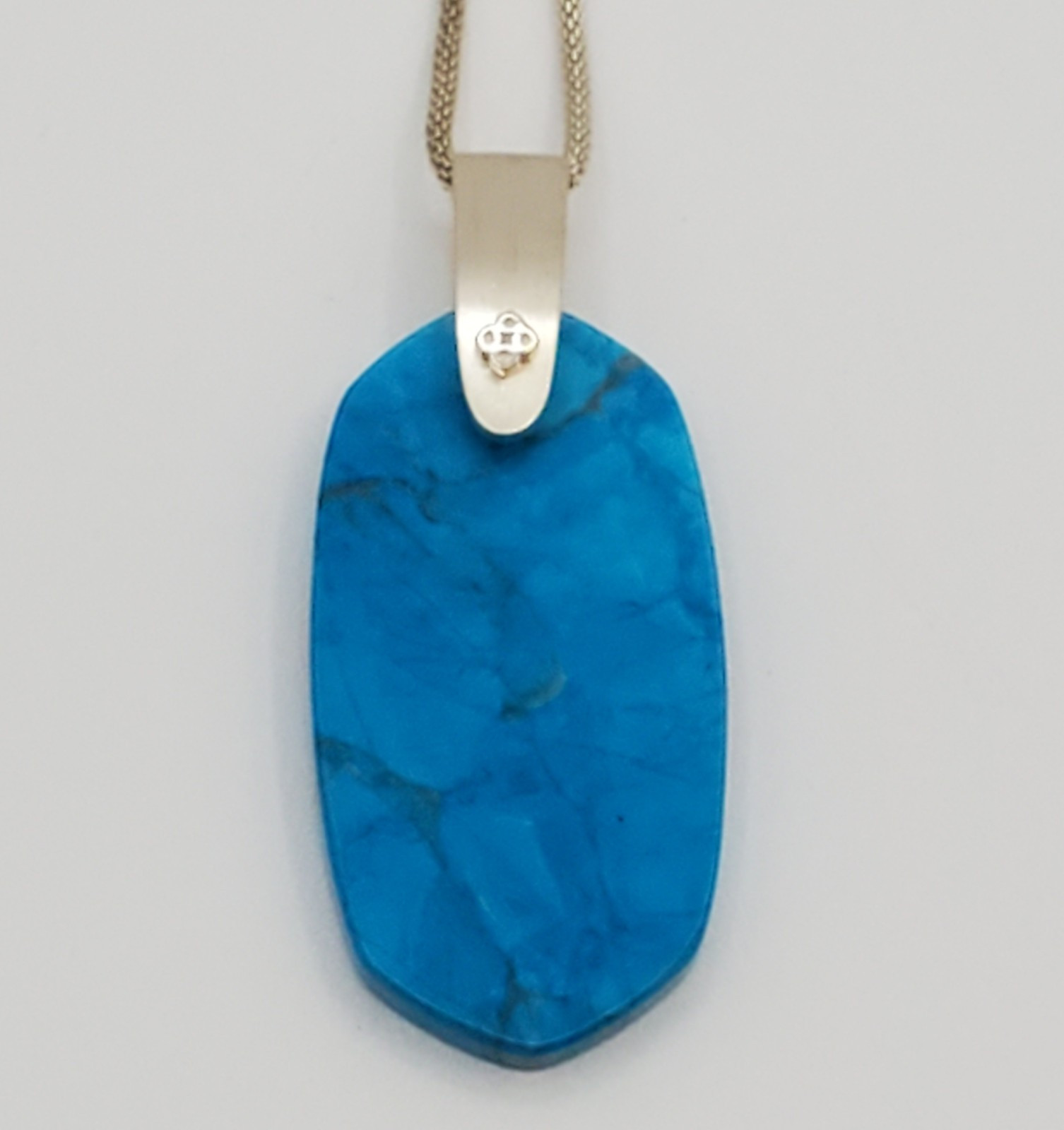 Kendra Scott Necklace 30in Gold Plate Aqua Howlite Inez Pendant Back Chip READ
