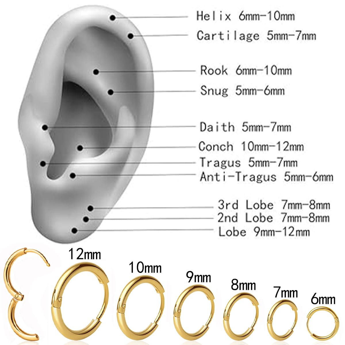 1 Pair 7Mm Small Hoop Earrings for Women, Dainty 14K Gold Plated Huggie Hoop Ear