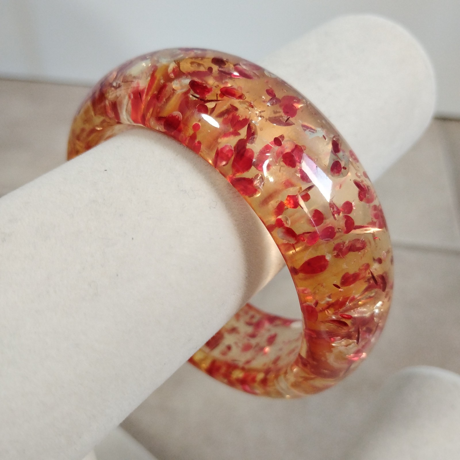 NEW Big Chunky Amber Style Clear Bangle Bracelet Sz 7.5 Plastic Resin