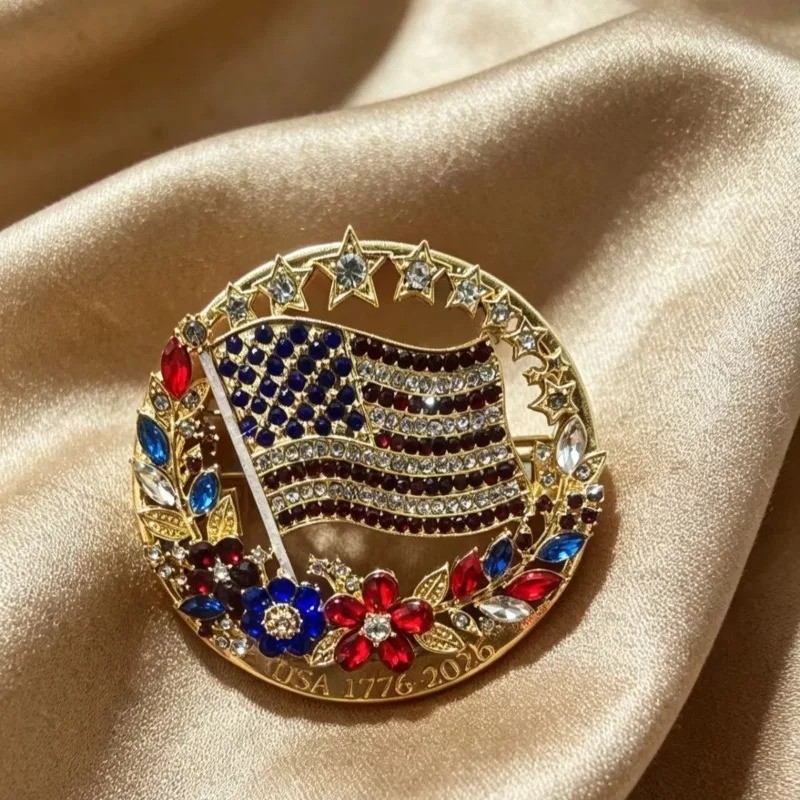 Patriotic American Flag Brooch Pin 250 Years of Freedom USA Men Women Jewelry