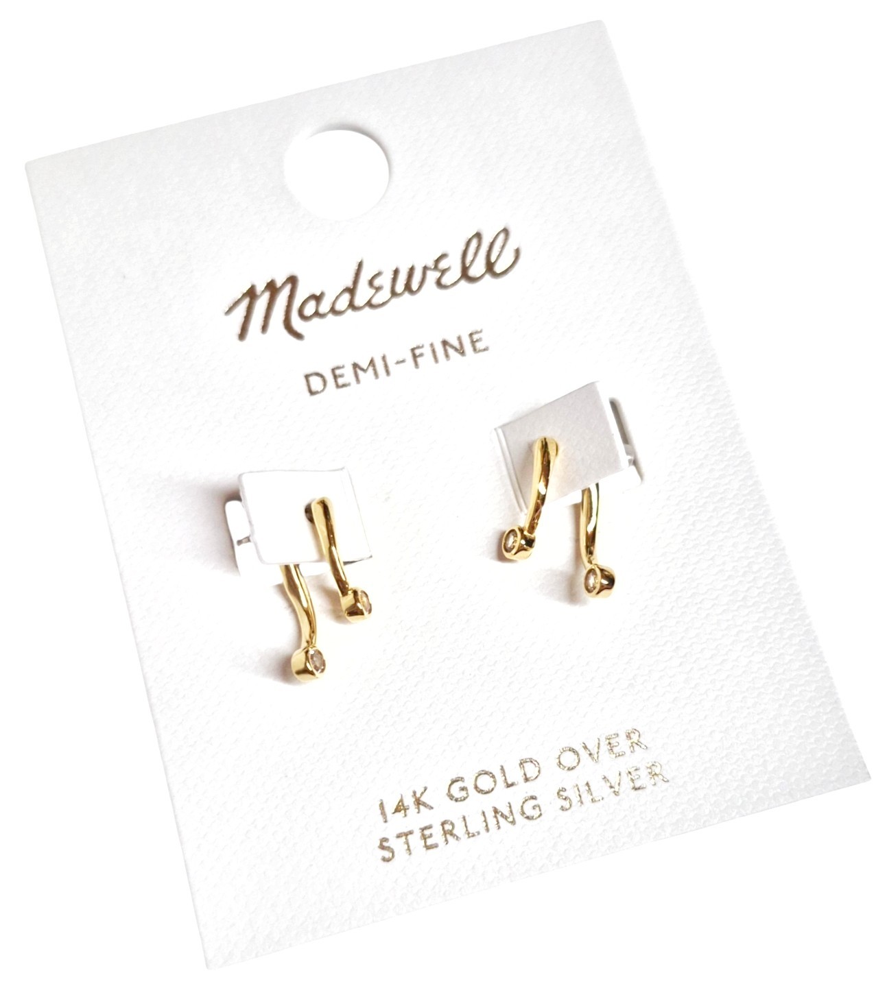 Madewell Demi Fine Crystal Twisted Front Back Earrings White Sapphire NY800 New