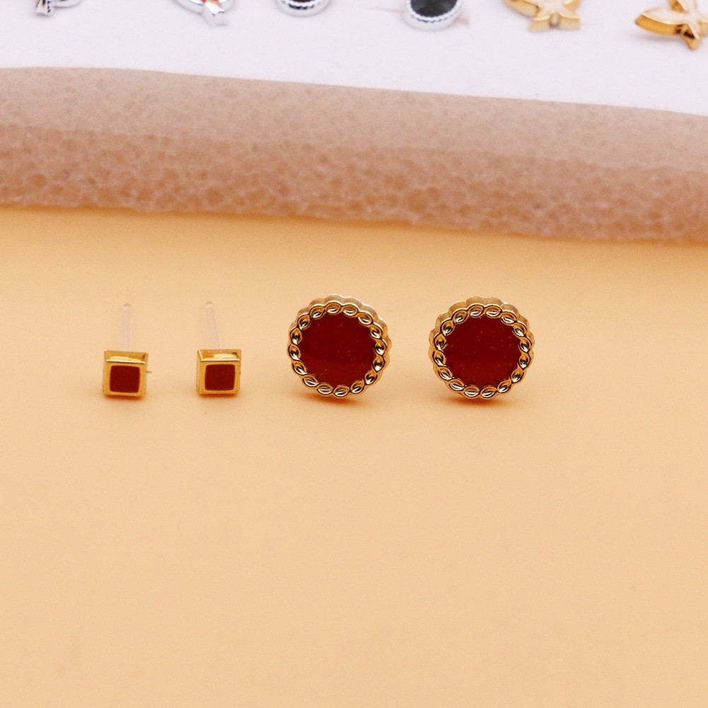 36 Pairs Mixed Color Flower Cartoon Enamel Stud Earrings Set Plastic Resin
