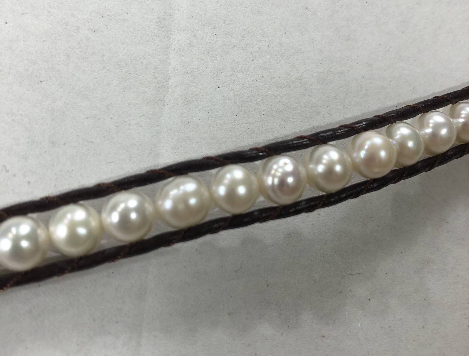 Pearl Leather Bracelet Wrap Artisan Handmade – 7 inch to 8 inch Length