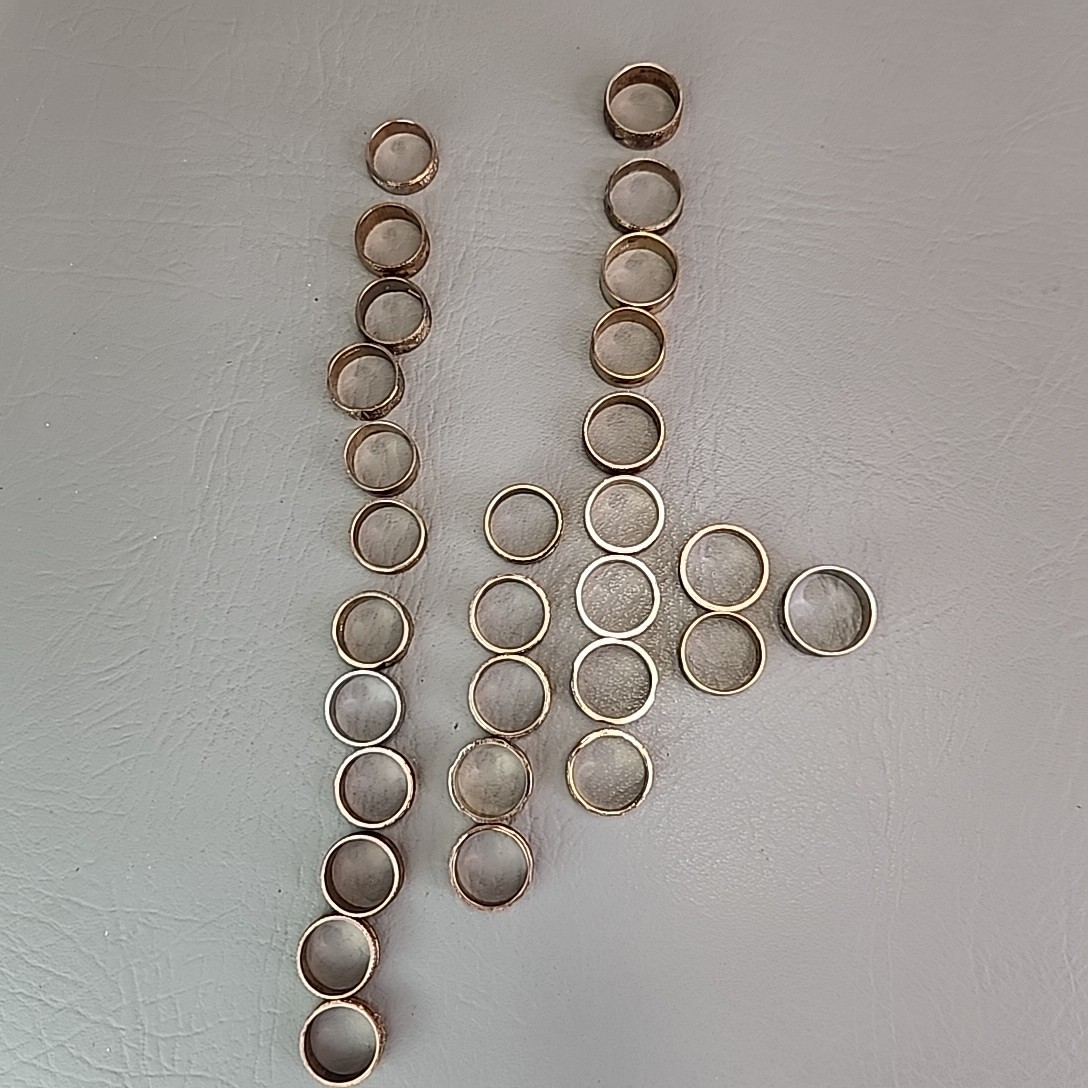 Band Ring Lot of 29 18K Heavy Gold Electroplate Various Sizes 4 to 8 HAVE WEAR