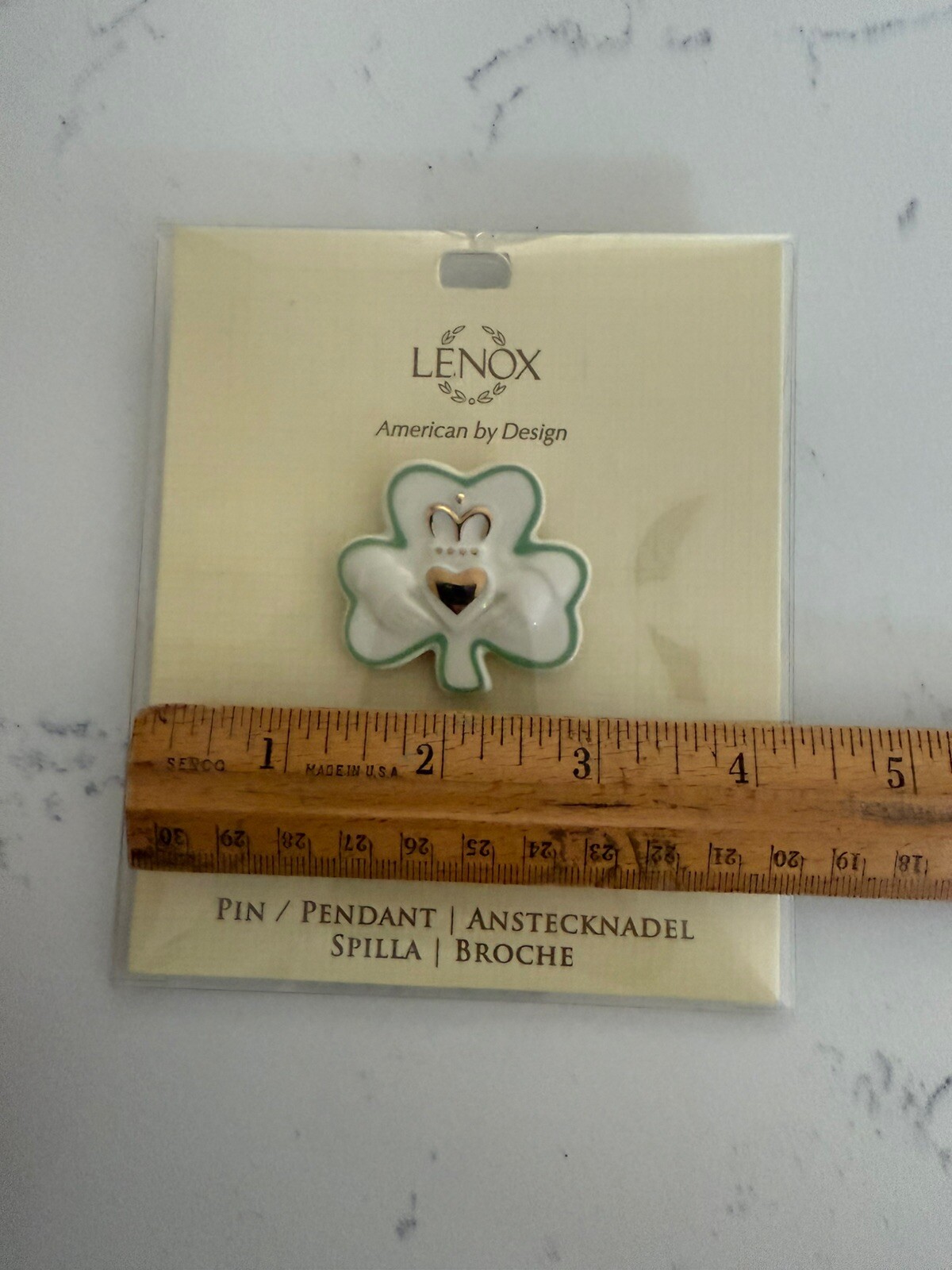 LENOX IRISH SHAMROCK PIN BROCHE / PENDANT NEW NIP