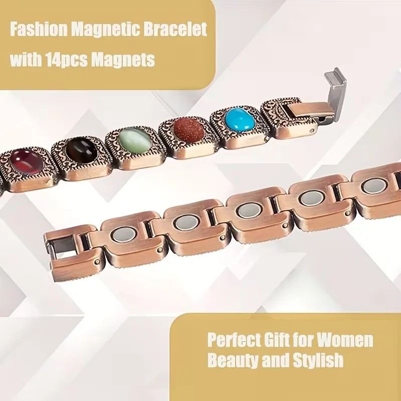 3500 Gauss Magnetic Copper Bracelet Colorful Heart for Women Pain Relief – USA