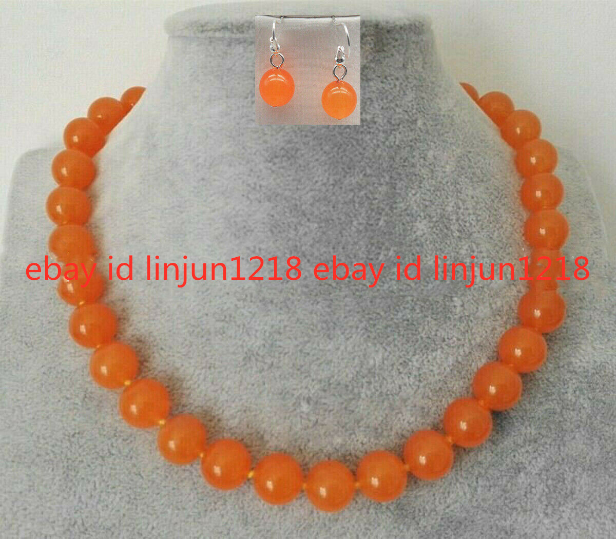 10mm Red Jade Tiger’s Topaz Opal Moonstone Beads Necklace Earing Set 18”