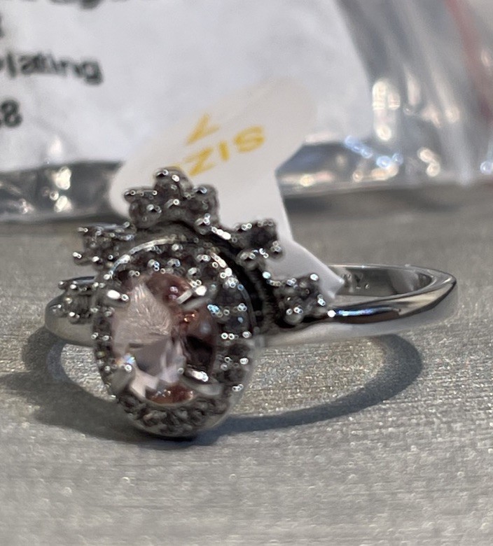 Bomb Party Plenty of Sunshine Ring Sz 7 Light Brown Amethyst Rhodium