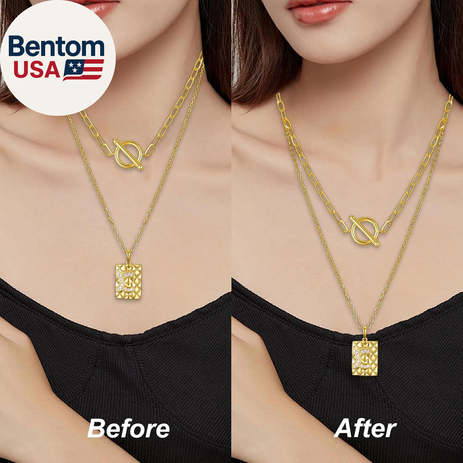 4Pcs Gold Necklace Extenders, Multi-Size Jewelry Extender Chain with Lobster Cla