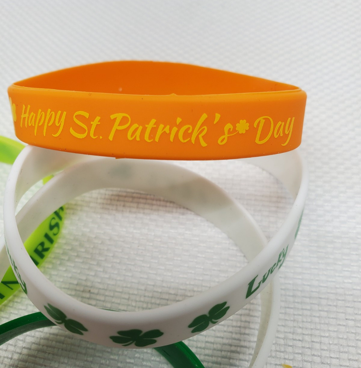 7 pcs St. Patrick’s Day Bracelets Silicone Wristband Irish Multicolor Lucky NEW