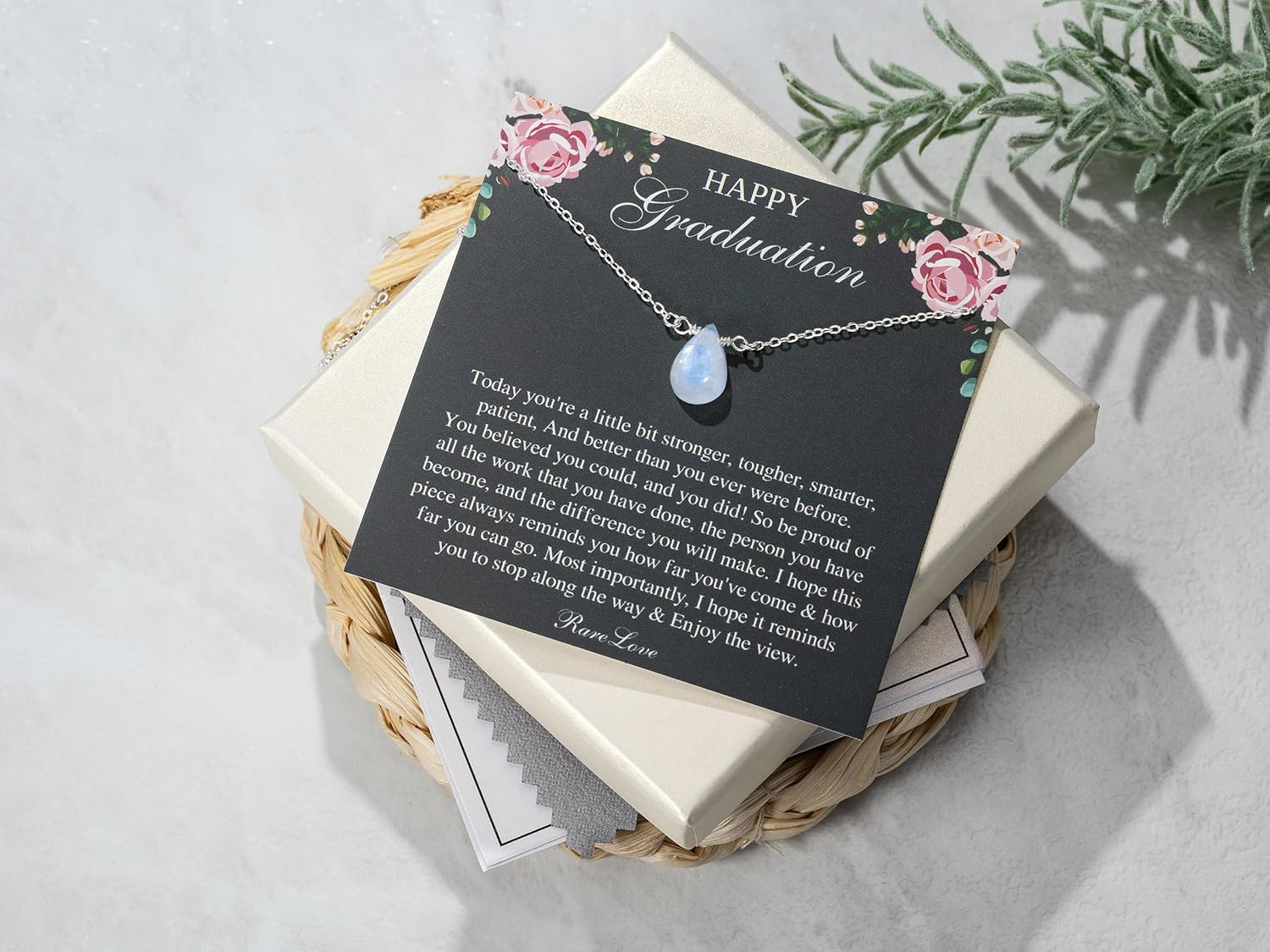 2026 Graduation Gifts for Her Happy Graduation Moonstone Necklace Unique Graduat