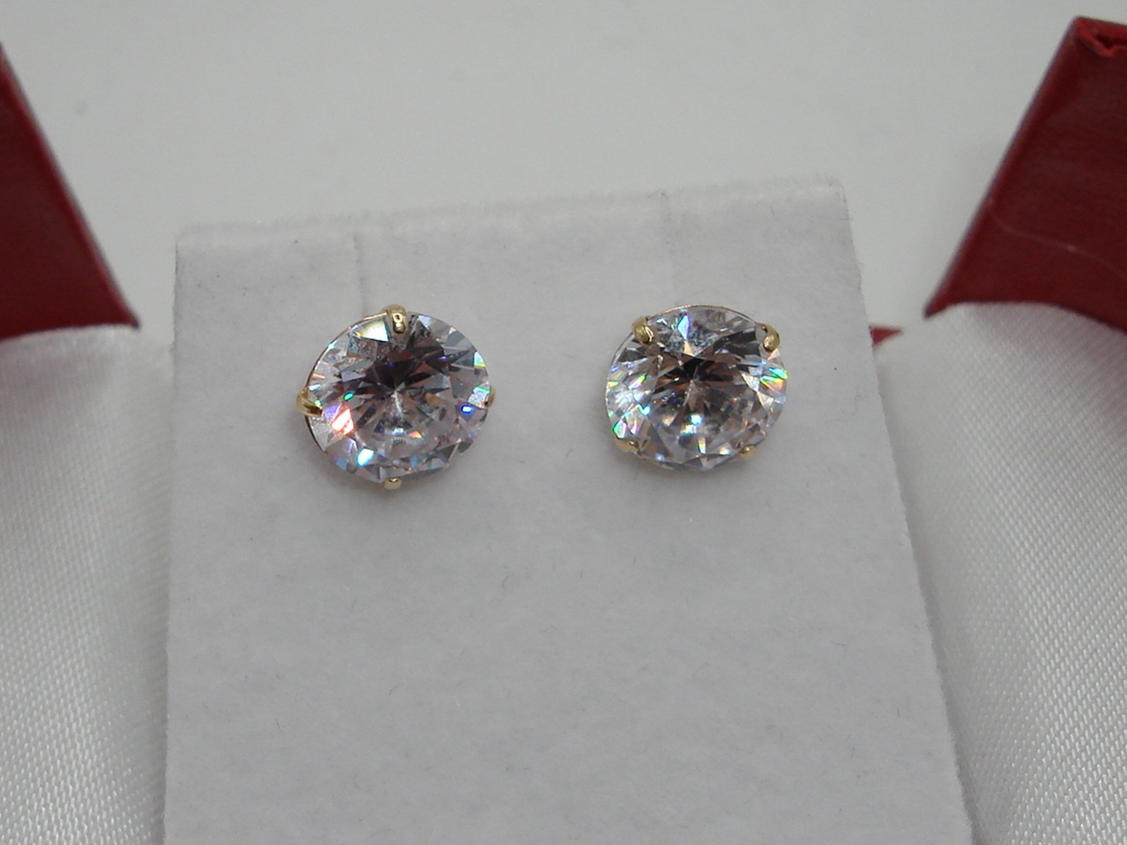 BEAUTIFUL 14K SOLID GOLD APPROX. 4+ CTW CZ PIERCED STUD EARRINGS!
