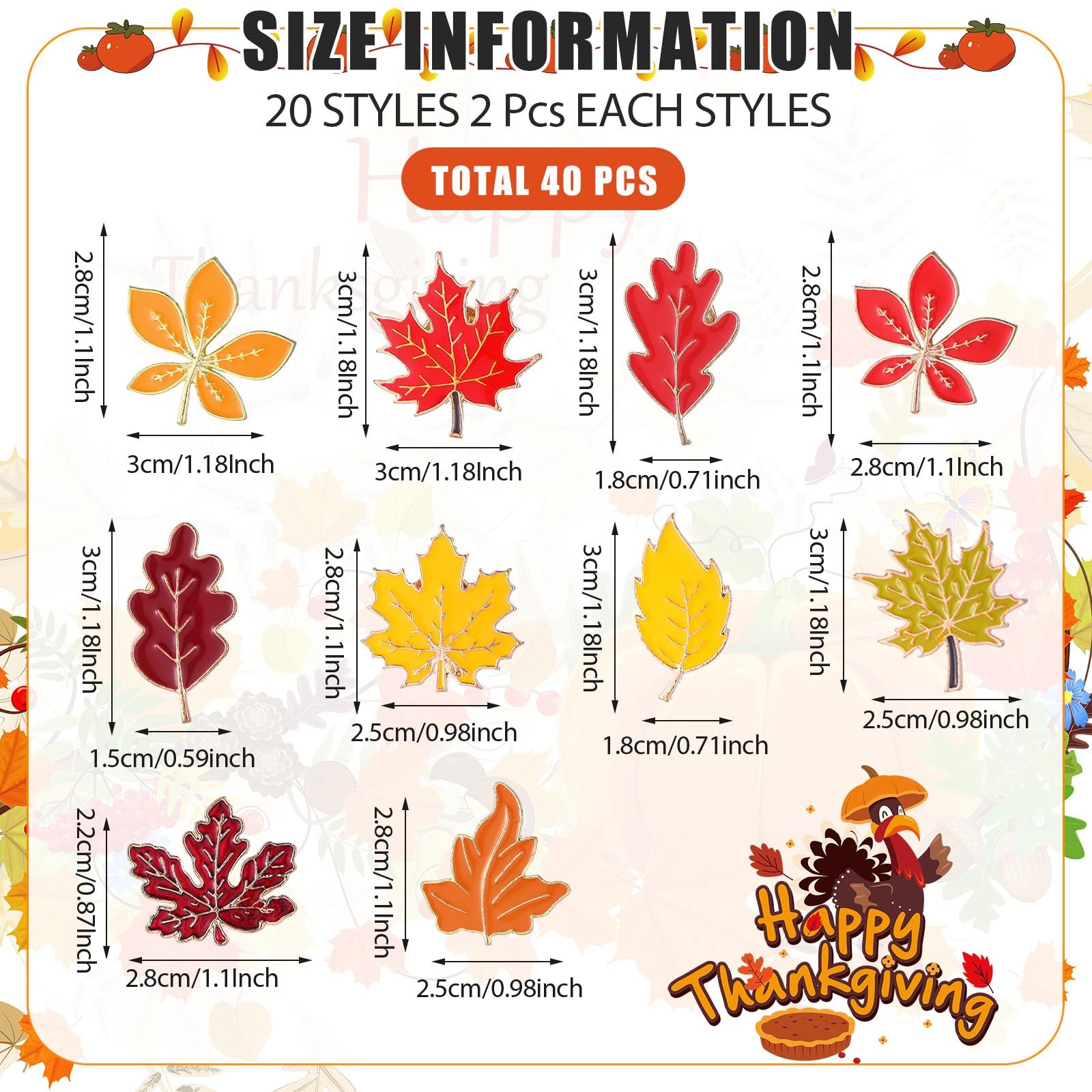 40 Pcs Maple Leaf Enamel Pins Bulk Fall Lapel Pins for Backpacks Autumn Maple…