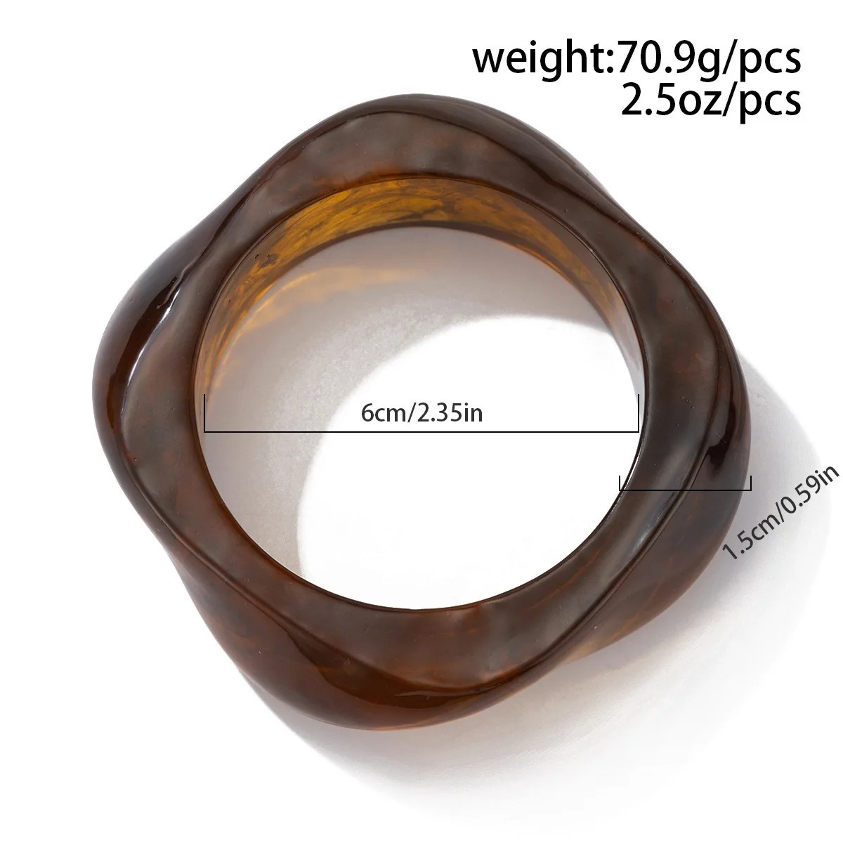 Vintage Punk Brown Coffee Thick Resin Acrylic Bangles Geometric Irregular Design