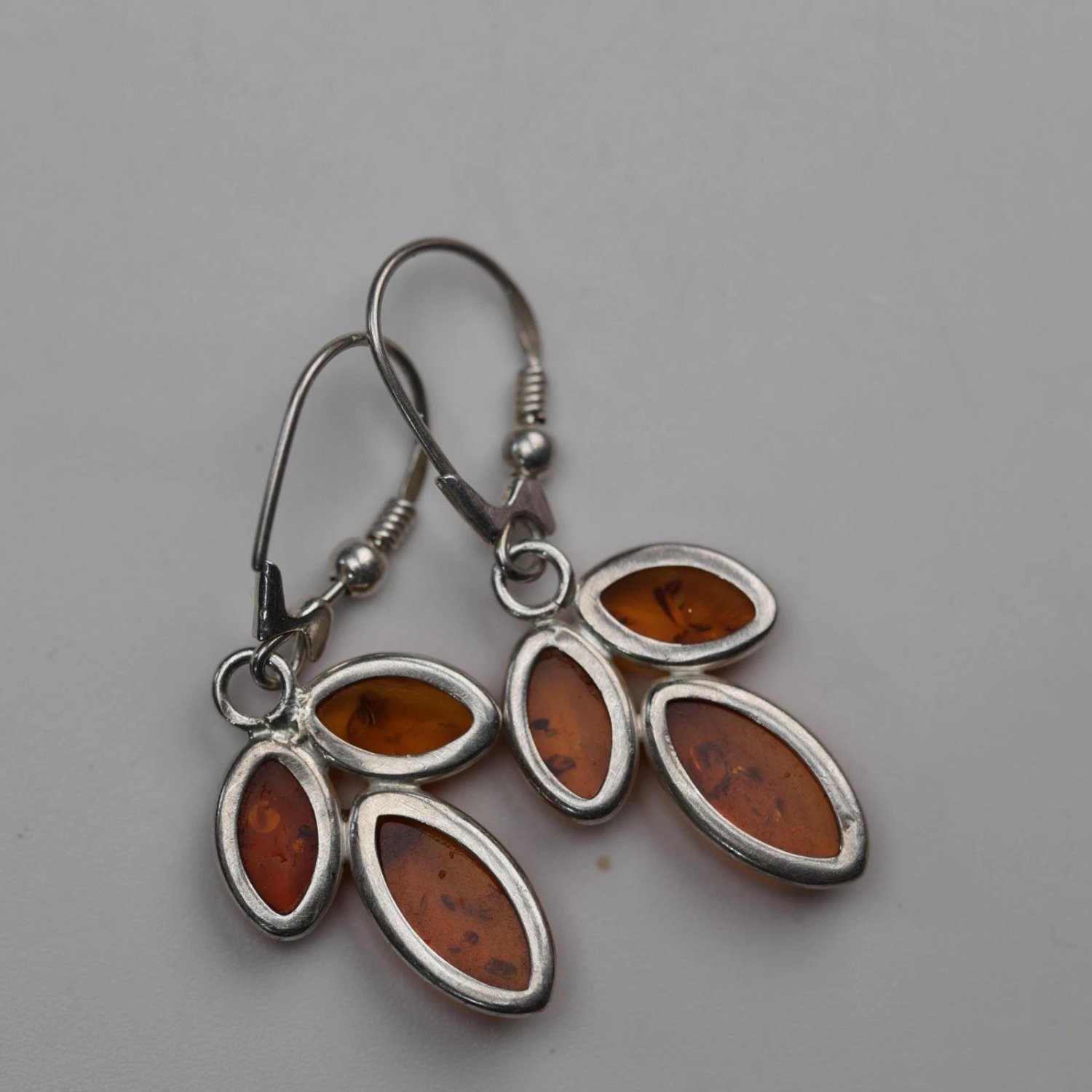 Earrings Approx 1.5 Inc Cognac Sterling Silver Vintage Long Dangle Drop
